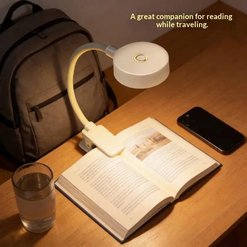 USB Rechargeable Clip On LED Reading Lamp Flexible Gooseneck Eye Protection Book Light For Student Study Bedroom Travel Use