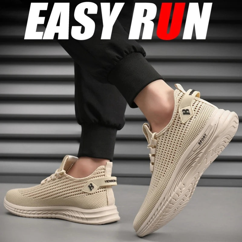 Fashion Men Knit Mesh Trainers Cushioned Soft Sole Non Slip Breathable Walking Sneakers Casual Outdoor Running Street Footwear