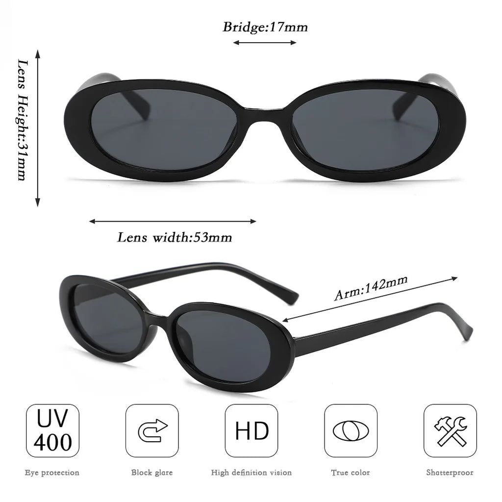Oval Sunglasses Women Vintage Small Frame Sun Glasses Retro Leopard Shades Aesthetic Streetwear Trendy Eyewear UV400