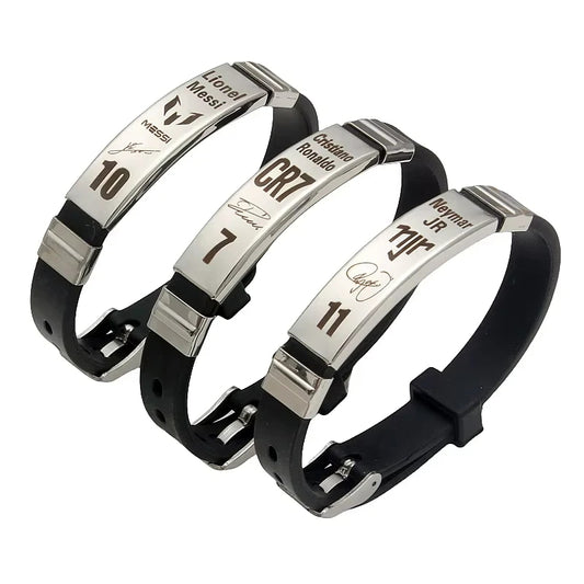 1/2/3pcs Lionel Messi Cristiano Ronaldo Neymar Football Star Stainless Steel Silicone Bracelet For Men Boy Soccer Accessory Gift
