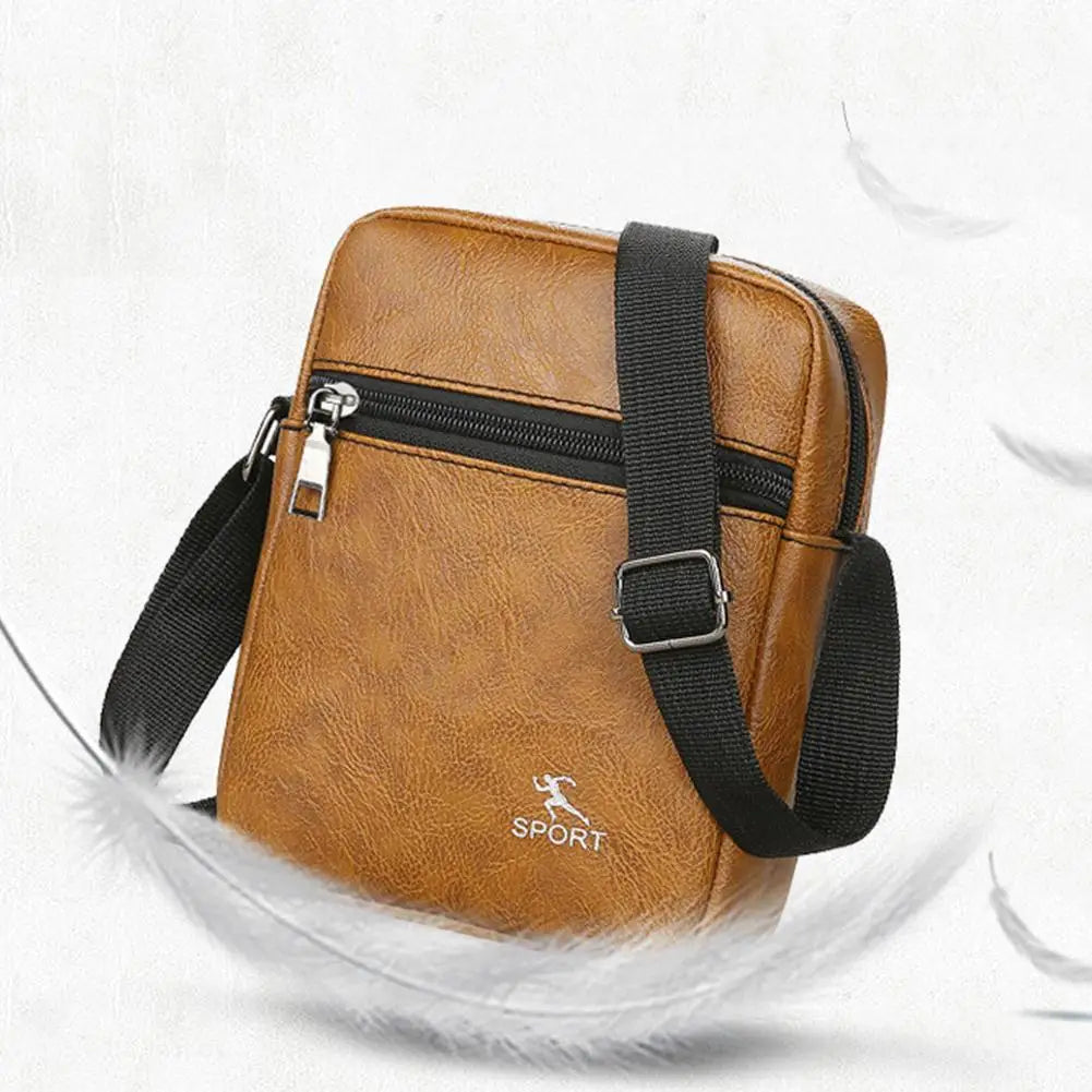 PU Leather Crossbody Bag for Men Office Worker Sling Messenger Shoulder Bags Travel Brown Khaki Handbags Small Tote