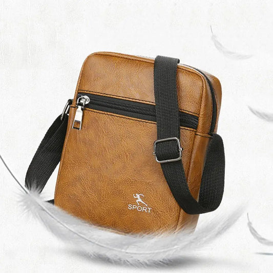 PU Leather Crossbody Bag for Men Office Worker Sling Messenger Shoulder Bags Travel Brown Khaki Handbags Small Tote