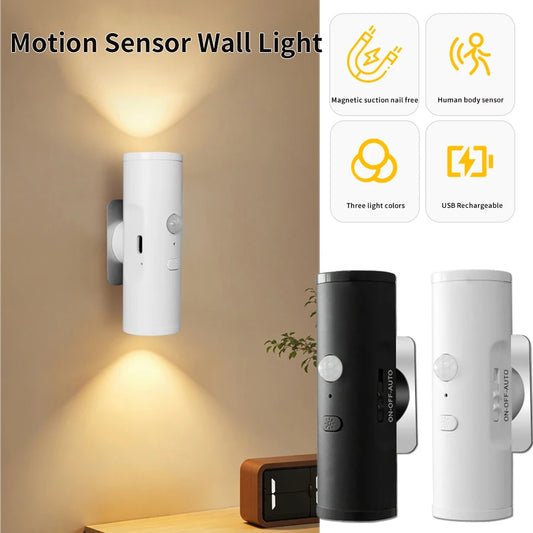 Motion Sensor Wall Light Rechargeable 3 Color Temps Up & Down Wall Sconce Night Light Bedroom Foyer Hallway Living Room Decor