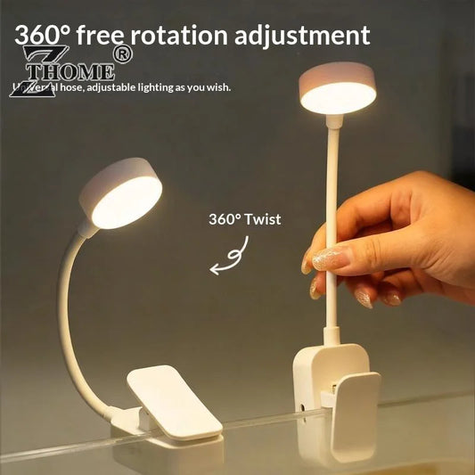 USB Rechargeable Clip On LED Reading Lamp Flexible Gooseneck Eye Protection Book Light For Student Study Bedroom Travel Use