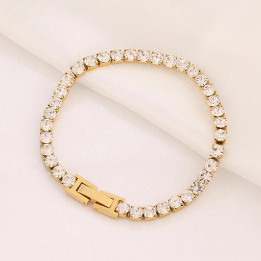 316L 4mm Stainless Steel Bracelet For Women Men's Hip Hop Tennis Chain Bracelets Luxury Crystal Zircon Bracelet Jewelry