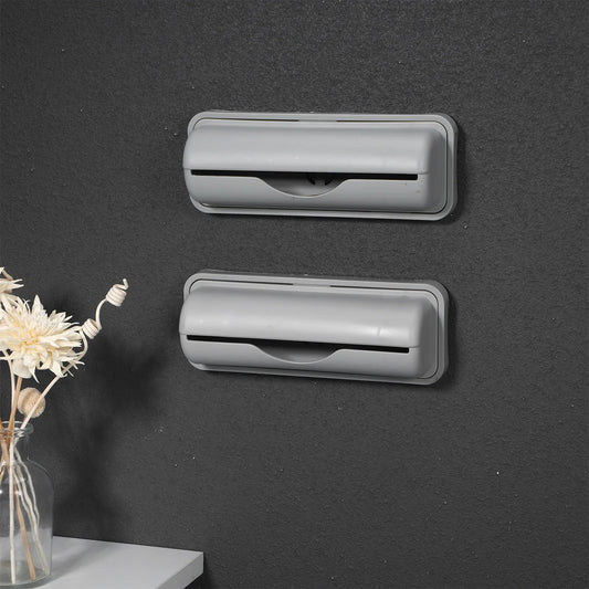 Trash Bag Holder Dispenser Wall Mounted Hanging Kitchen Organizer with 2 Hooks for Trash Bags Grocery Bags Under Sink Cabinet