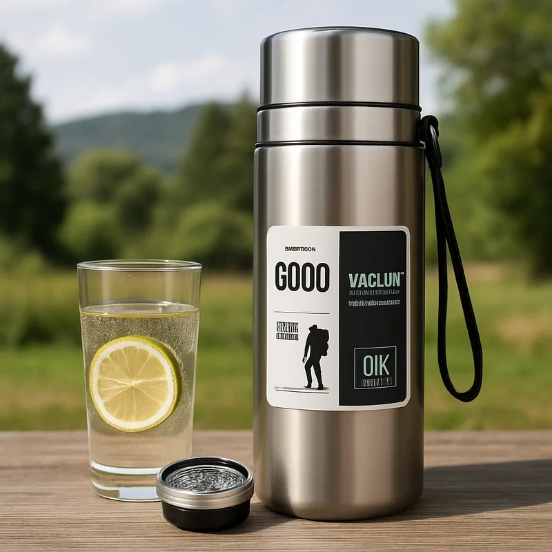 800/1000ml Stainless Steel Sports Bottle with Leak-Proof Design and Carry Strap, High Volume Vacuum Flask