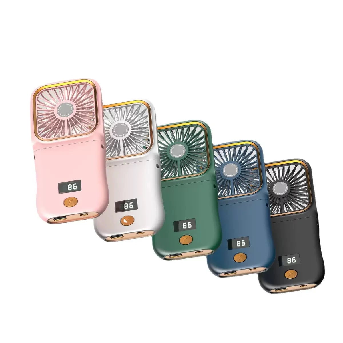 3-in-1 Hanging Neck & Handheld Fan, 3000mAh Portable Power Bank with USB Charging for Outdoor Office Travel