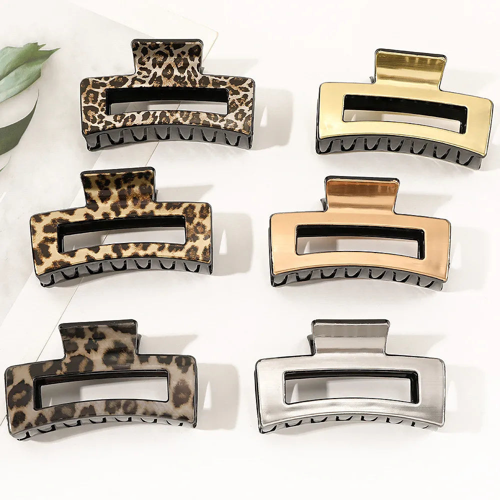 New Fashion Elegant Large Leopard Print Imitation Metal Hair Clip Hairpin Barrettes for Women Girl Accessories Headwear