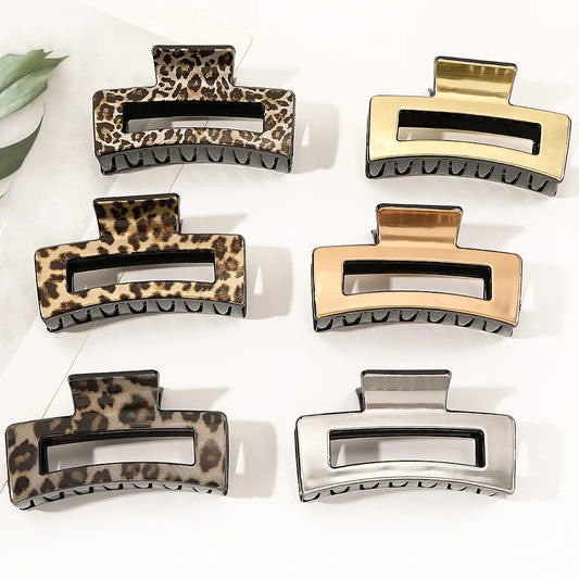 New Fashion Elegant Large Leopard Print Imitation Metal Hair Clip Hairpin Barrettes for Women Girl Accessories Headwear