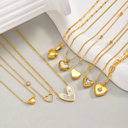 Fashion Love Heart Pendant Necklace for Women, Layering Necklaces Stainless Steel Minimalist Jewelry Free Nickel
