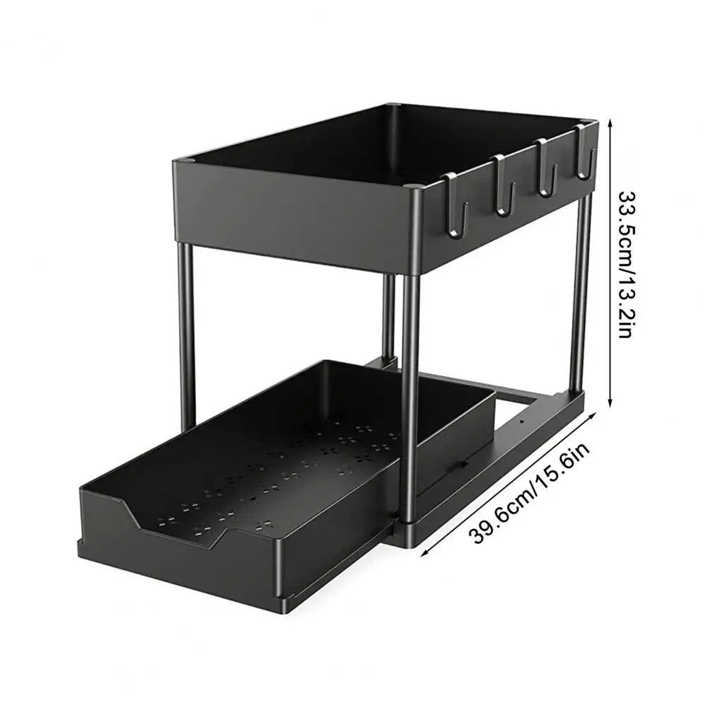 Space-saving Under-sink Organizer Under-sink Organizer Rack Bathroom Storage Shelf Strong Load-bearing Cabinet Organizer 2-tier