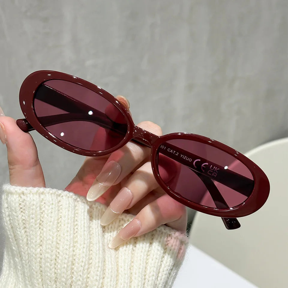 Oval Sunglasses Women Vintage Small Frame Sun Glasses Retro Leopard Shades Aesthetic Streetwear Trendy Eyewear UV400