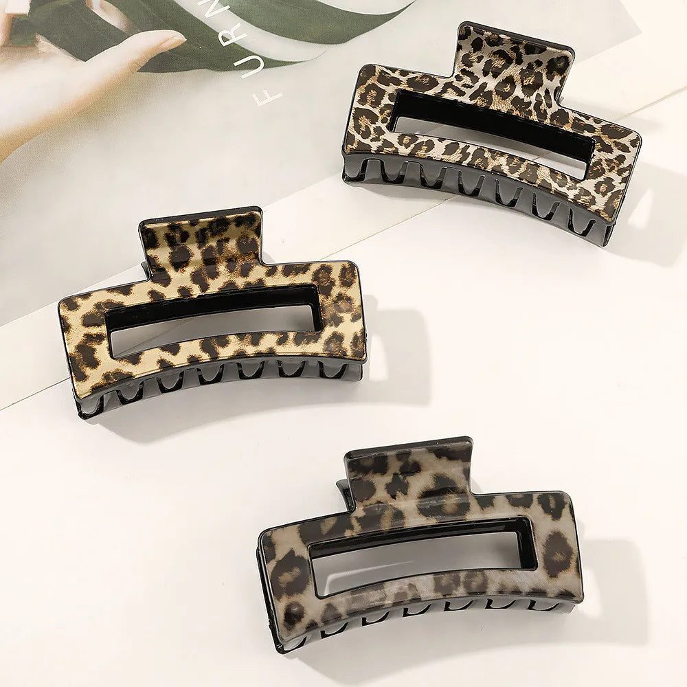 New Fashion Elegant Large Leopard Print Imitation Metal Hair Clip Hairpin Barrettes for Women Girl Accessories Headwear