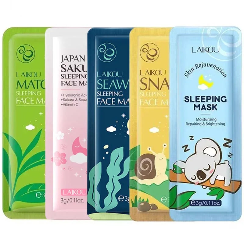 1/5PCS Moisturizing Facial Mask Sakura Snail Seaweed Face Sleeping Mask Cream Brightening Hydrating Deeply Nourishing Skin Care