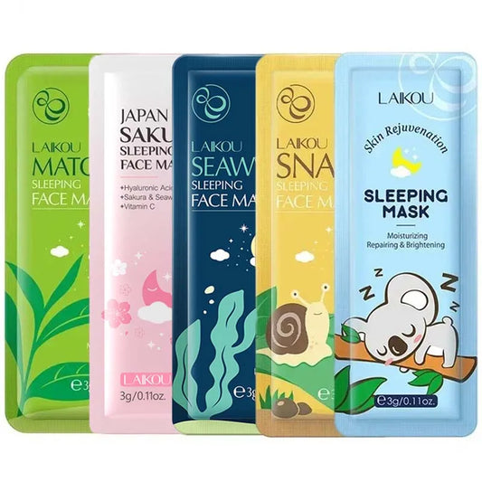 1/5PCS Moisturizing Facial Mask Sakura Snail Seaweed Face Sleeping Mask Cream Brightening Hydrating Deeply Nourishing Skin Care