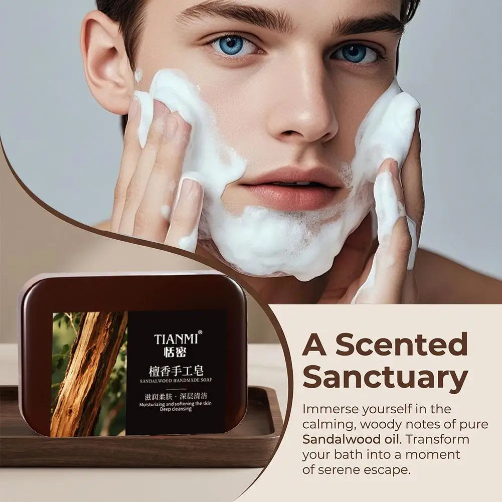 3‑in‑1 Sandalwood Essential Oil Soap For Men Gentle Cleansing Face Hair Whole Body Moisturizing Hydrating Natural Handmade Soap   5.0   1 Review   ౹   3 sold byShop1104159401 Store (4.1 | 2,000+ sold )