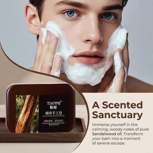 3‑in‑1 Sandalwood Essential Oil Soap For Men Gentle Cleansing Face Hair Whole Body Moisturizing Hydrating Natural Handmade Soap   5.0   1 Review   ౹   3 sold byShop1104159401 Store (4.1 | 2,000+ sold )