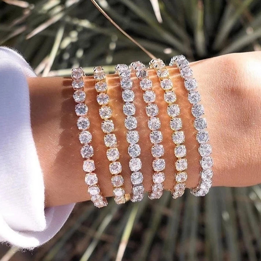 Zirconia Tennis Bracelet for Women Hip Hop Trendy Moissanite Crystal Bangle for Teen Chain on The Hand Wedding Jewelry H027