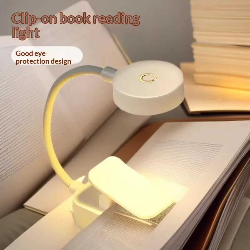 USB Rechargeable Clip On LED Reading Lamp Flexible Gooseneck Eye Protection Book Light For Student Study Bedroom Travel Use
