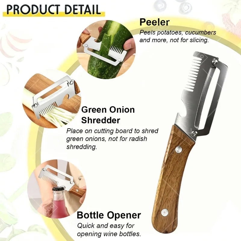 3-in-1MultiFunction Kitchen Peeler Stainless Steel Vegetable Peeler Fruit Knife Bottle Opener Kitchen-Specific Peeler Slicing