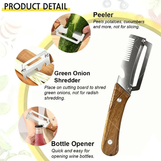 3-in-1MultiFunction Kitchen Peeler Stainless Steel Vegetable Peeler Fruit Knife Bottle Opener Kitchen-Specific Peeler Slicing