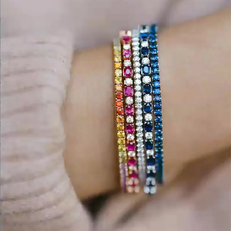 Zirconia Tennis Bracelet for Women Hip Hop Trendy Moissanite Crystal Bangle for Teen Chain on The Hand Wedding Jewelry H027