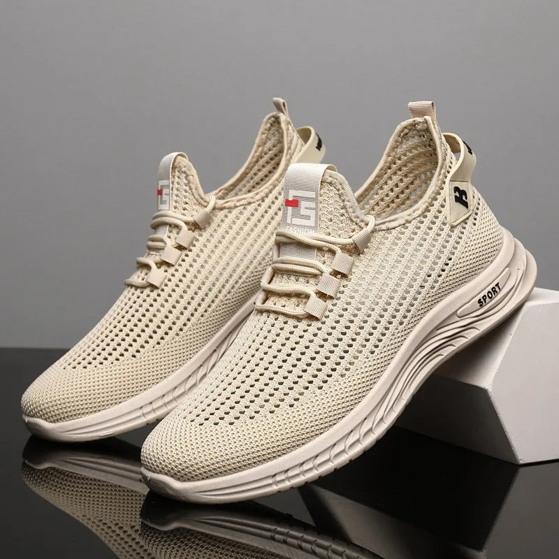 Fashion Men Knit Mesh Trainers Cushioned Soft Sole Non Slip Breathable Walking Sneakers Casual Outdoor Running Street Footwear