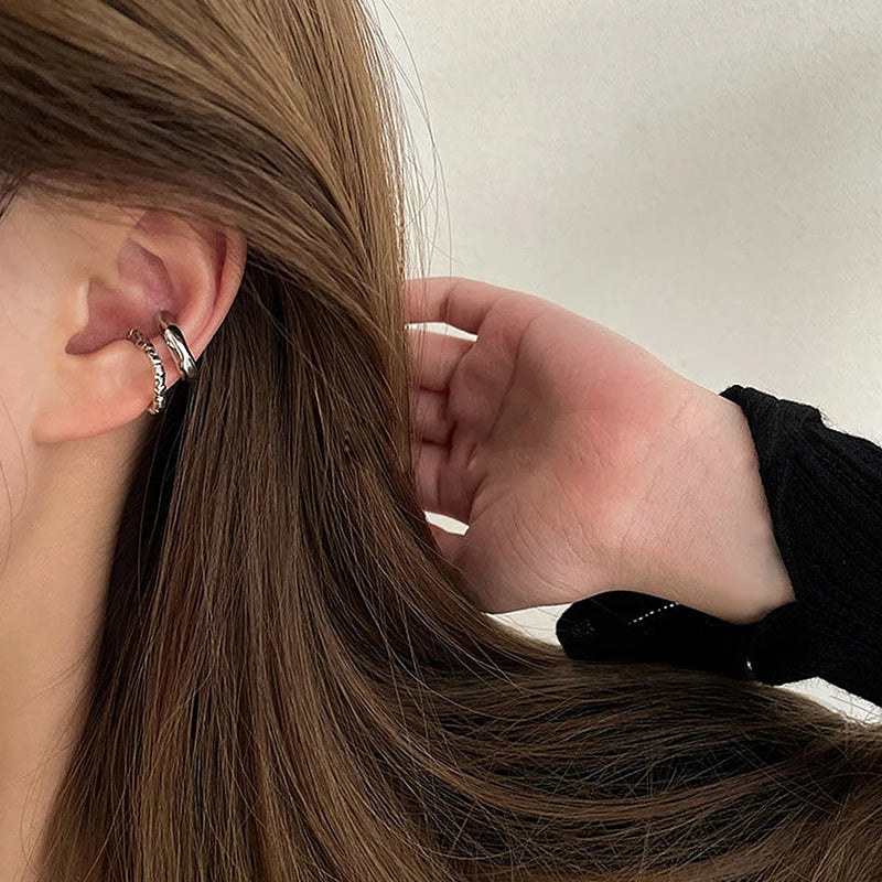 Punk Irregular Geometric Ear Cuff Earrings For Women Non-Piercing Metal Ear Clip Earring Fake Cartilage Fashion Jewelry Party