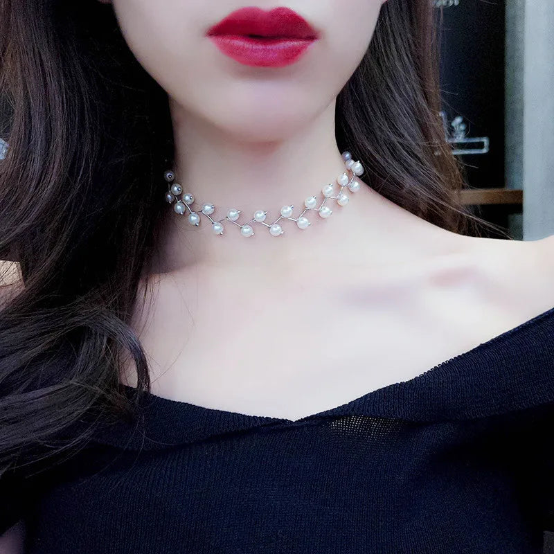 Imitation Pearl Choker Fairy Women Necklaces Korean Fashion Pearl Pendants Collar Trend Neck Jewelry Party Neck Decoration