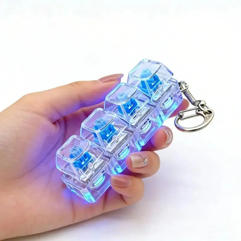 Keyboard Keychain 1 Key Pressable Button with LED Best Desk Decoration Office Toy for Computer Lovers