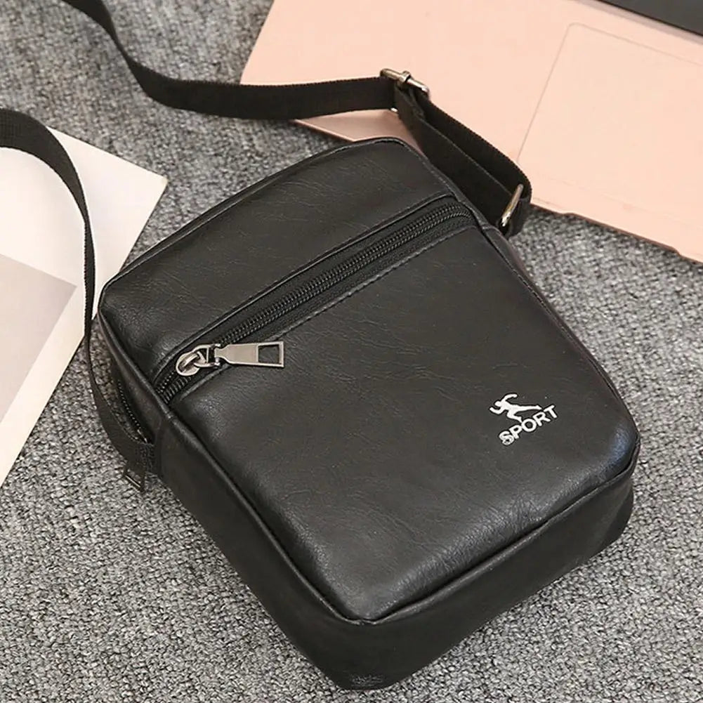PU Leather Crossbody Bag for Men Office Worker Sling Messenger Shoulder Bags Travel Brown Khaki Handbags Small Tote