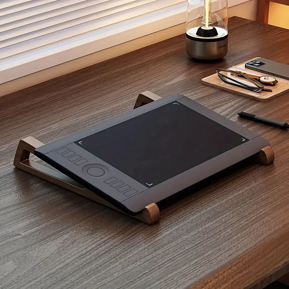 Universal Wooden Laptop Stand Ergonomic Ventilated Tablet Stand Portable 12° Adjustable Angle Laptop Bracket for 10-17inch
