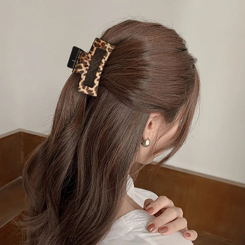 New Fashion Elegant Large Leopard Print Imitation Metal Hair Clip Hairpin Barrettes for Women Girl Accessories Headwear
