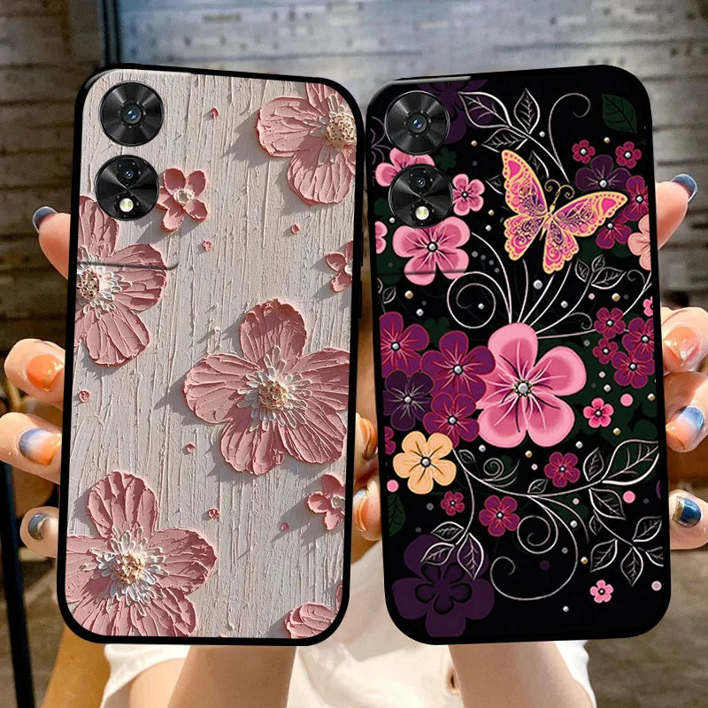 For TCL 50 5G Case 505 50 SE Fashion Cartoon Flowers Soft TPU Silicone Phone Cover For TCL50 XE Nxtpaper Shockproof Coque Fundas
