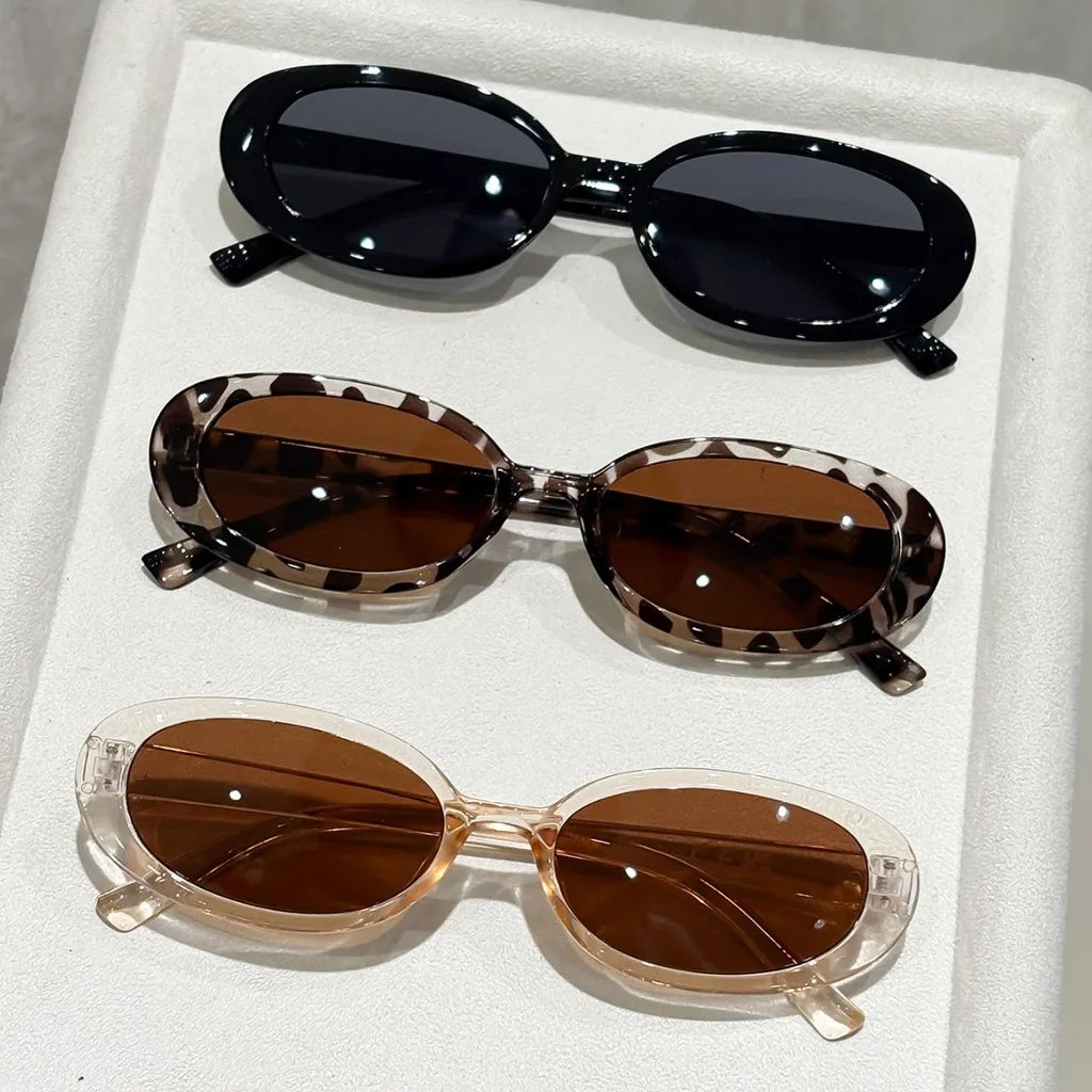 Oval Sunglasses Women Vintage Small Frame Sun Glasses Retro Leopard Shades Aesthetic Streetwear Trendy Eyewear UV400