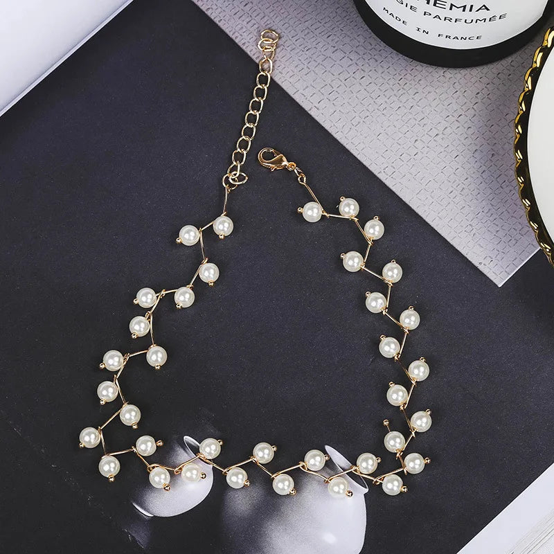 Imitation Pearl Choker Fairy Women Necklaces Korean Fashion Pearl Pendants Collar Trend Neck Jewelry Party Neck Decoration
