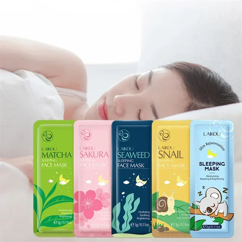 1/5PCS Moisturizing Facial Mask Sakura Snail Seaweed Face Sleeping Mask Cream Brightening Hydrating Deeply Nourishing Skin Care