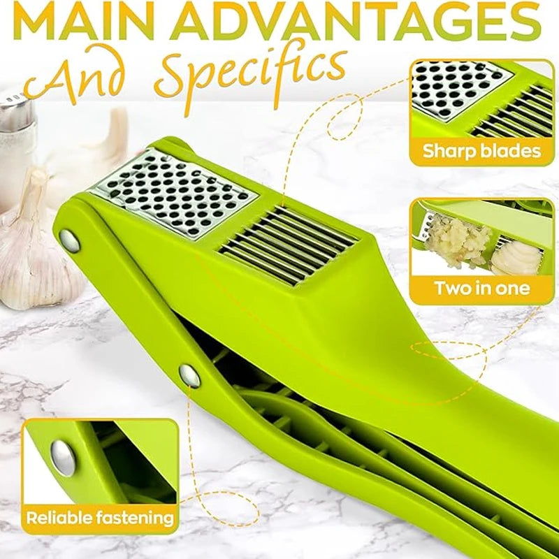 Multifunctional Garlic Press Kitchen Stainless Steel Garlic Crusher Pressing Mash Garlic Sliced For Home Cooking Masher Tool