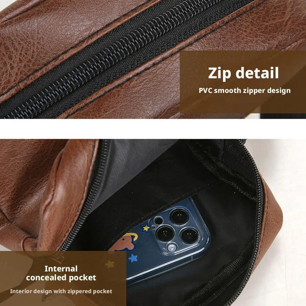 PU Leather Crossbody Bag for Men Office Worker Sling Messenger Shoulder Bags Travel Brown Khaki Handbags Small Tote