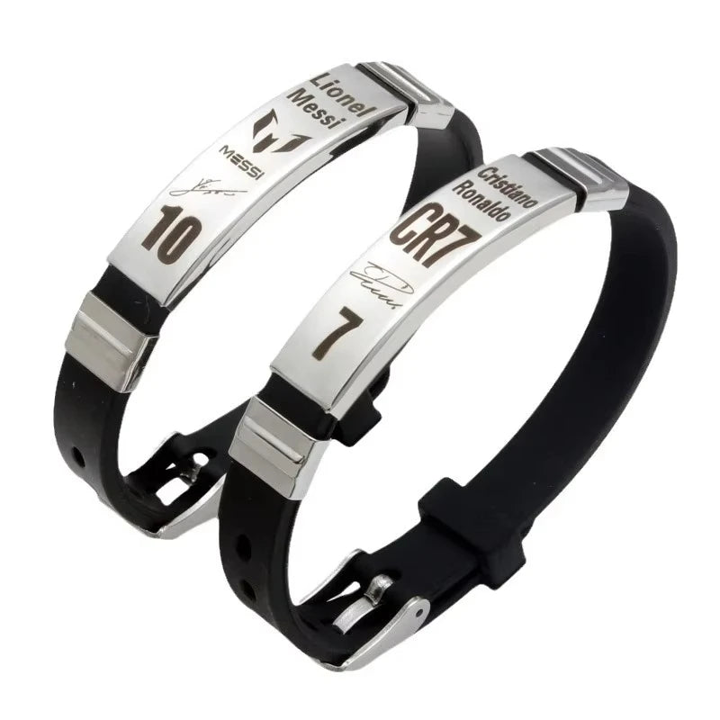 1/2/3pcs Lionel Messi Cristiano Ronaldo Neymar Football Star Stainless Steel Silicone Bracelet For Men Boy Soccer Accessory Gift