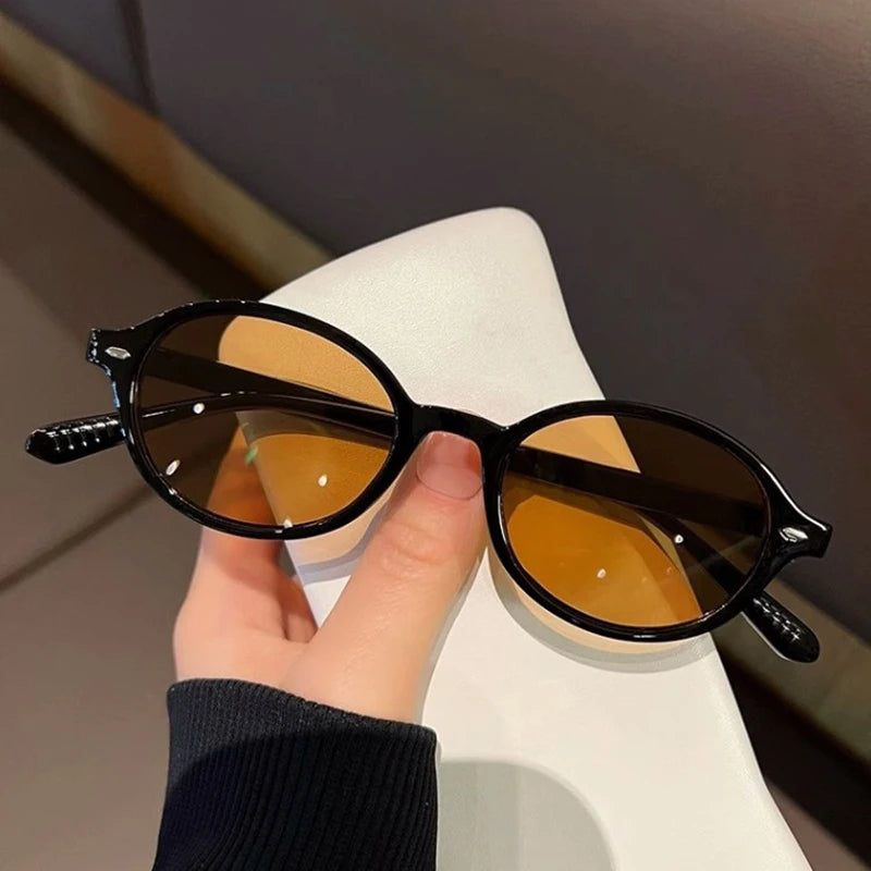 New Vintage Oval Sunglasses Women Men Luxury Brand Small Rectangle Sun Glasses Female Small Ellipse Eyewear Sunglasses