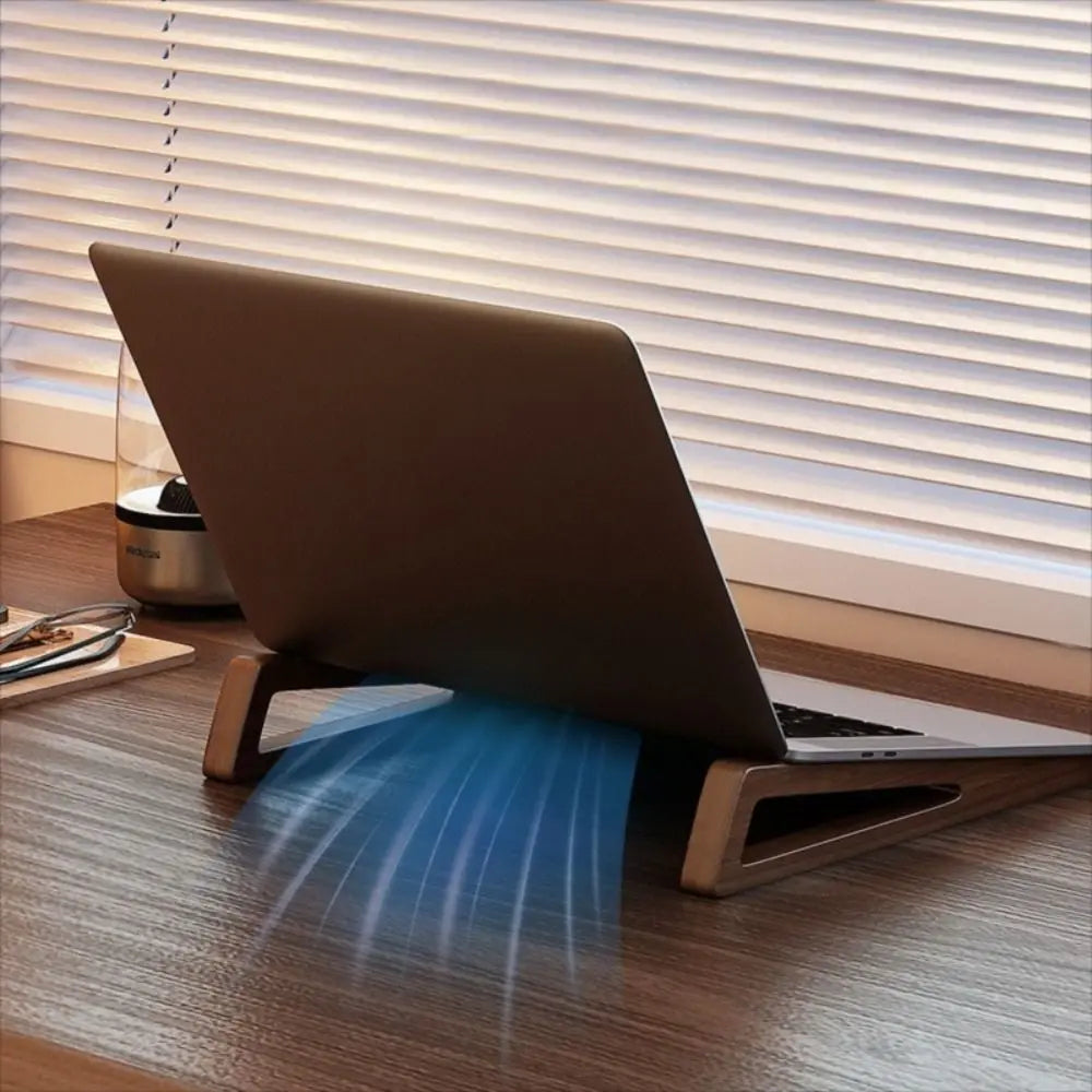 Universal Wooden Laptop Stand Ergonomic Ventilated Tablet Stand Portable 12° Adjustable Angle Laptop Bracket for 10-17inch