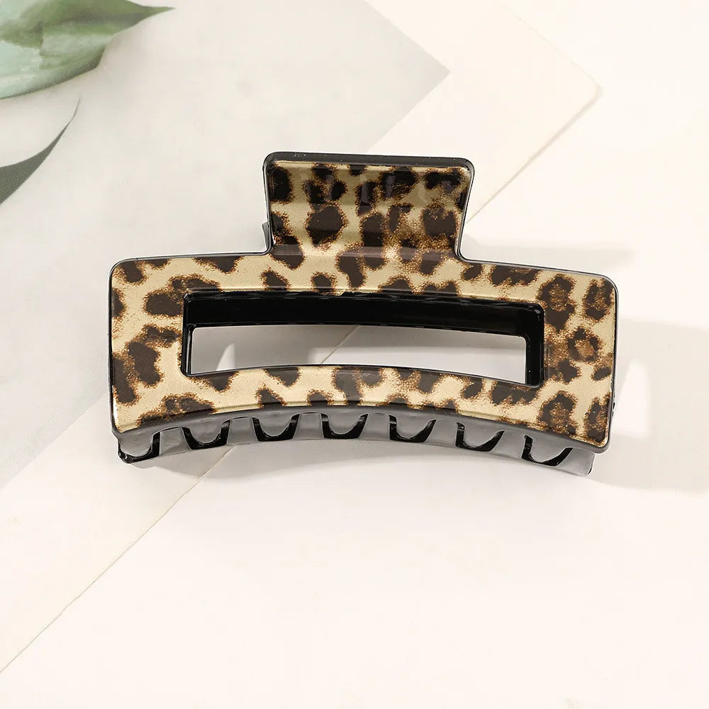 New Fashion Elegant Large Leopard Print Imitation Metal Hair Clip Hairpin Barrettes for Women Girl Accessories Headwear