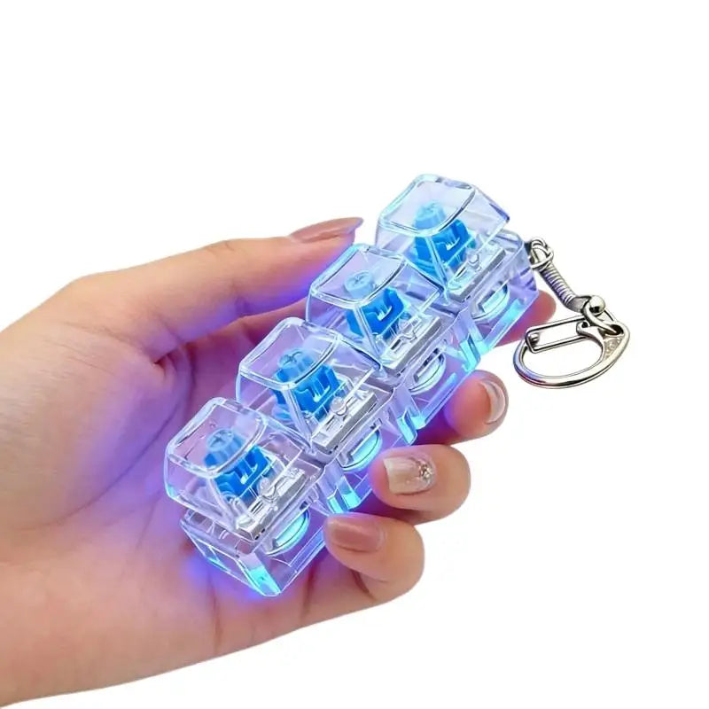 Keyboard Keychain 1 Key Pressable Button with LED Best Desk Decoration Office Toy for Computer Lovers