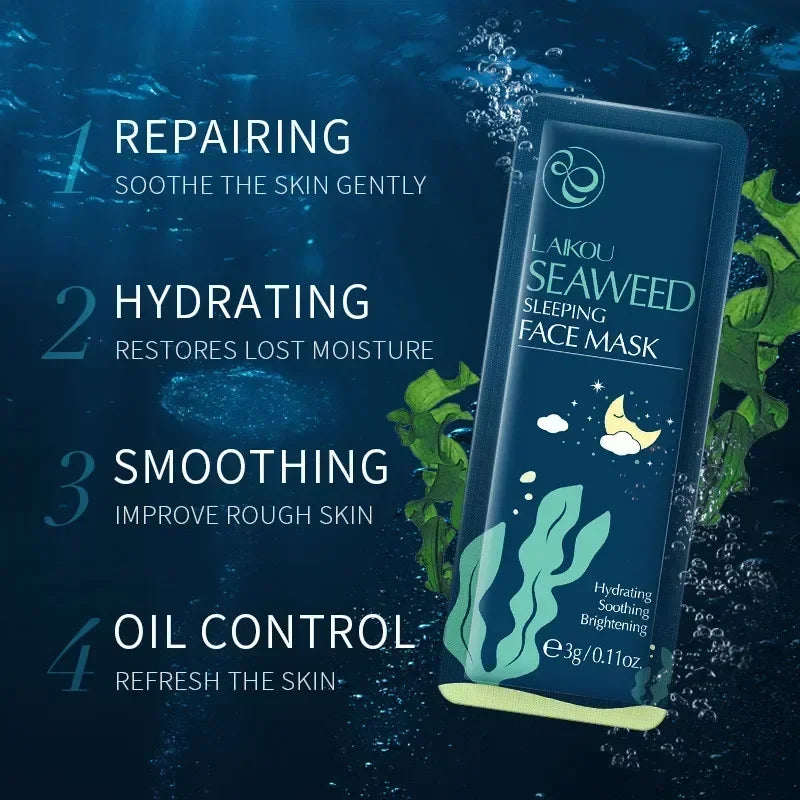 1/5PCS Moisturizing Facial Mask Sakura Snail Seaweed Face Sleeping Mask Cream Brightening Hydrating Deeply Nourishing Skin Care