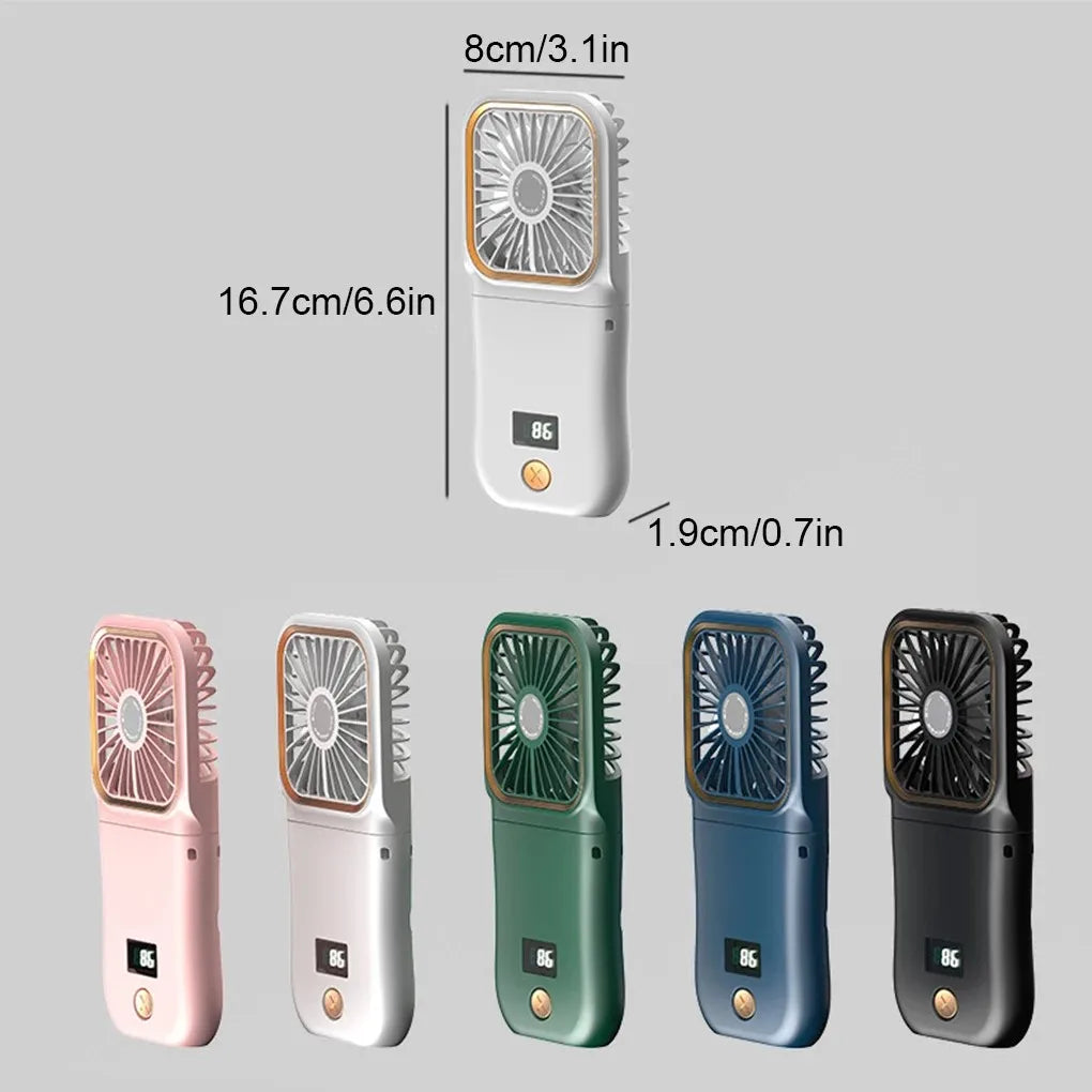 3-in-1 Hanging Neck & Handheld Fan, 3000mAh Portable Power Bank with USB Charging for Outdoor Office Travel