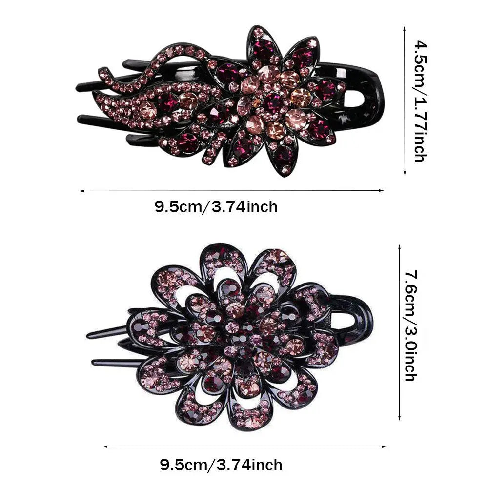 New Shiny Rhinestone Hairpin Flower Leaf Duckbill Hair Claws Retro Hair Clips Accessories For Women Shinning Ponytail Headwear