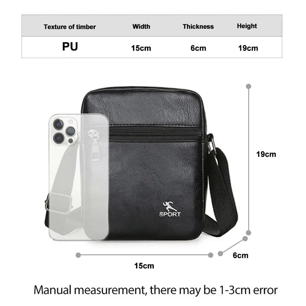 PU Leather Crossbody Bag for Men Office Worker Sling Messenger Shoulder Bags Travel Brown Khaki Handbags Small Tote