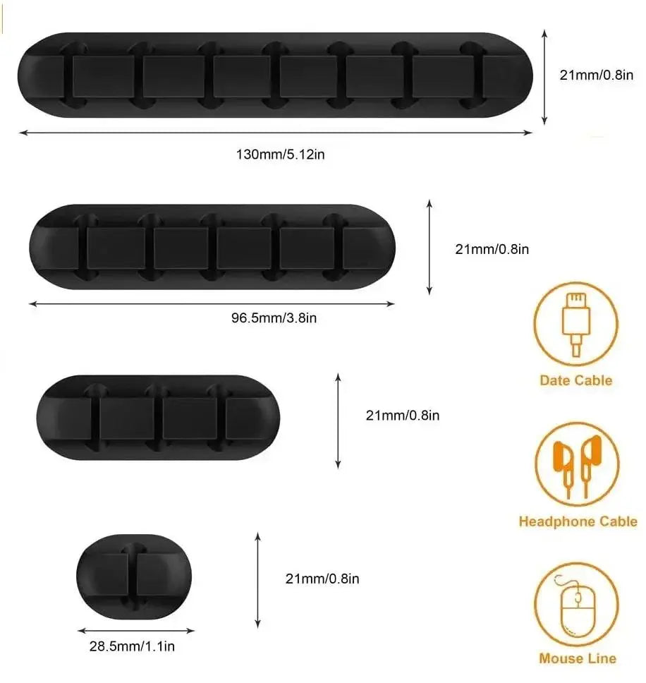 Cable Wire Organizer Silicone USB Cable Winder Management Clips Self Adhesive For Mouse Keyboard Headphone Wire For Home Office